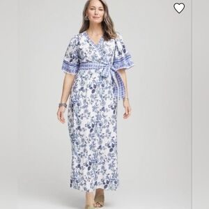 Chico's Blue and White Floral Maxi Dress